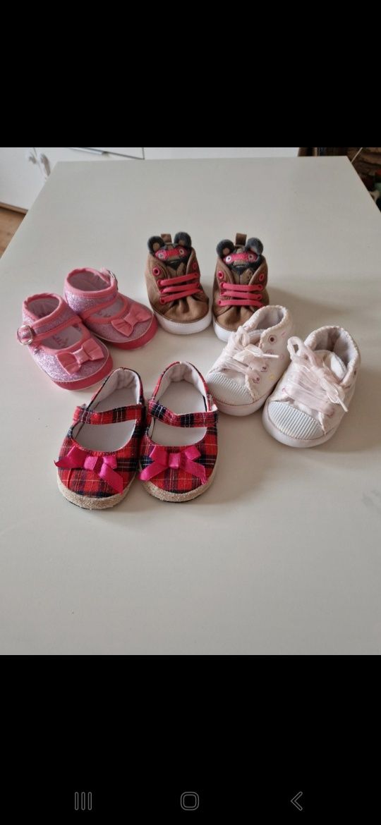 4 pary buty niemowlęce roz. 17 dla dziewczynki tenisówki balerinki