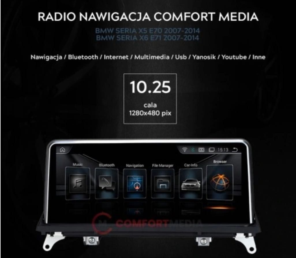 BMW X6 E71 radio nawigacja  CARPLAY ANDROID 11 WIFI