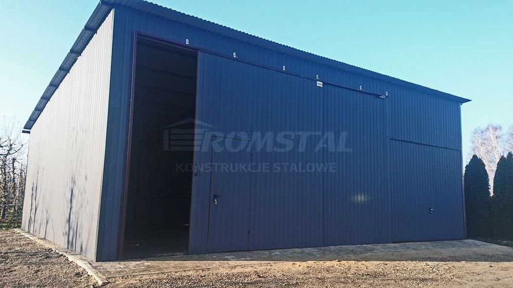 Garaż Blaszany+Zadaszenie Boczne|Magazyn|Konstrukcja Stalowa– ROMSTAL*