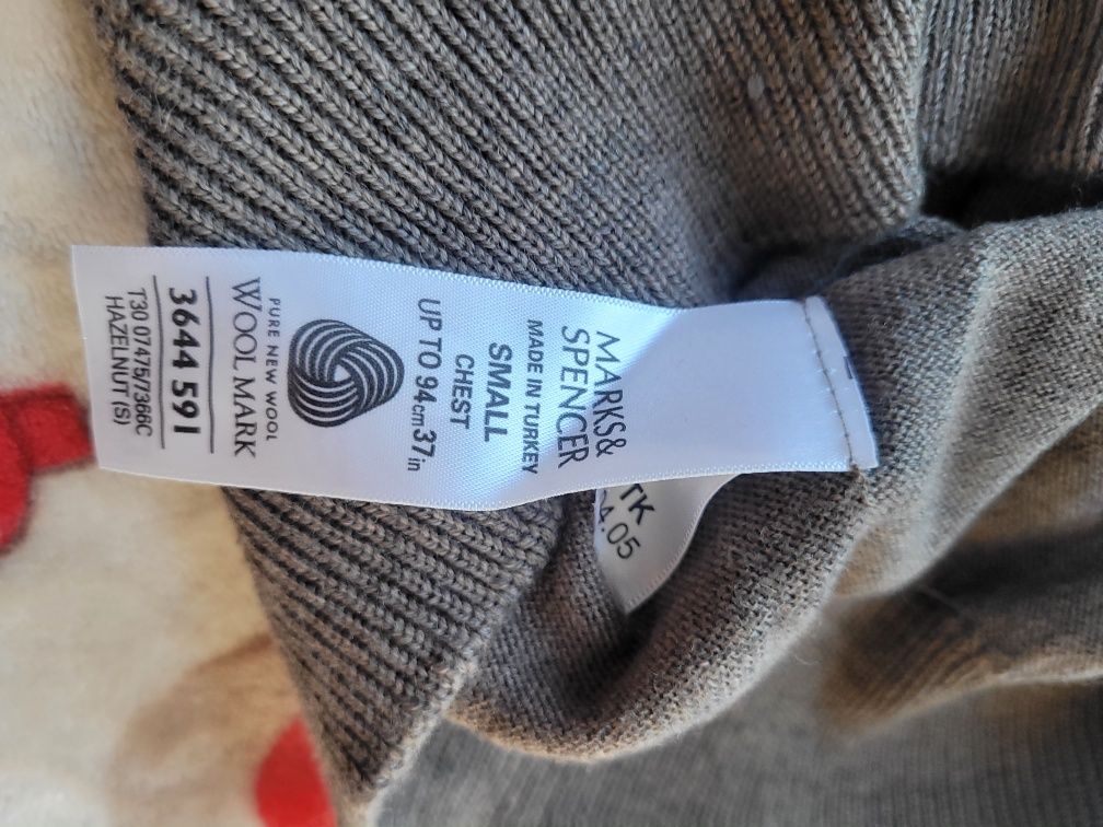 Sweter swetr r S M merino 100proc extra Fine termiczny wełna