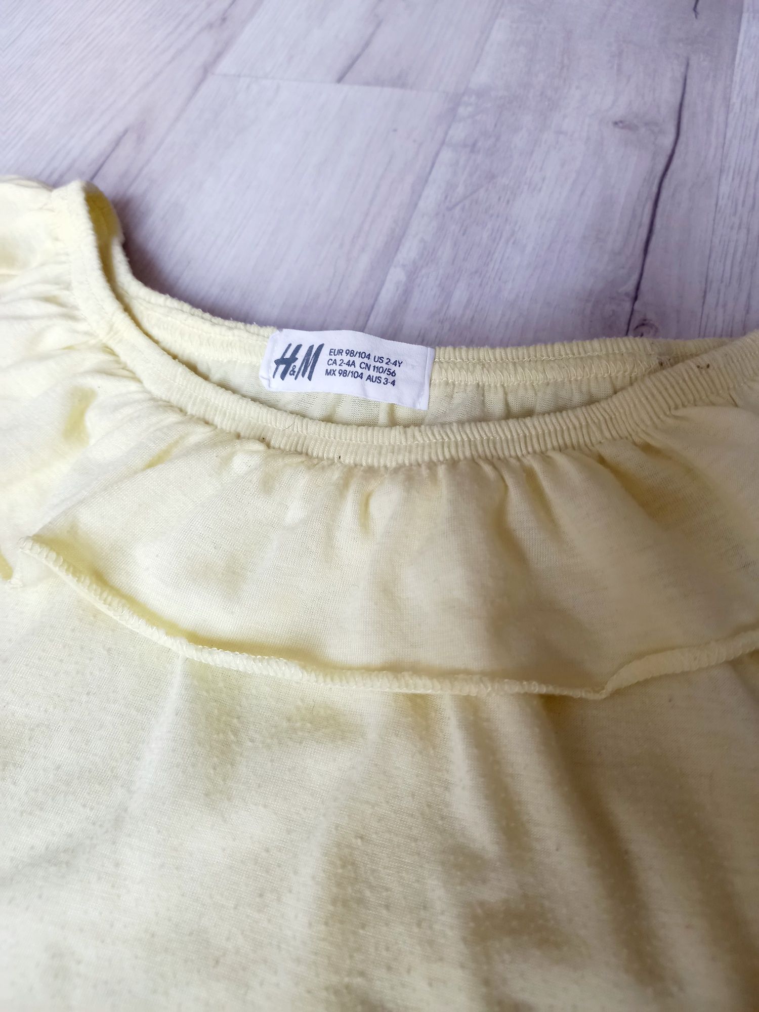 Żółta koszulka dziewczęca H&M r  98/104