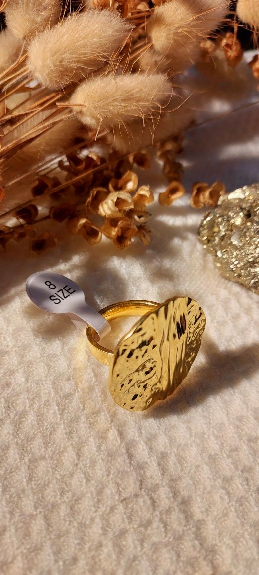 Anel aço inoxidável dourado