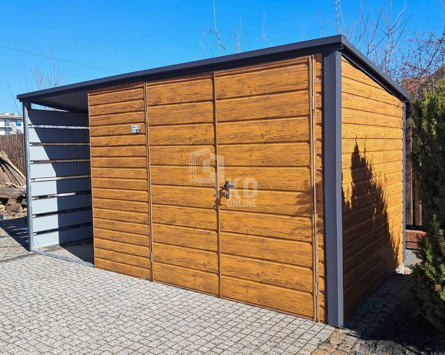 Schowek domek ogrodowy 3,5x2m + wiata 1,5m - Brama dach TKD253