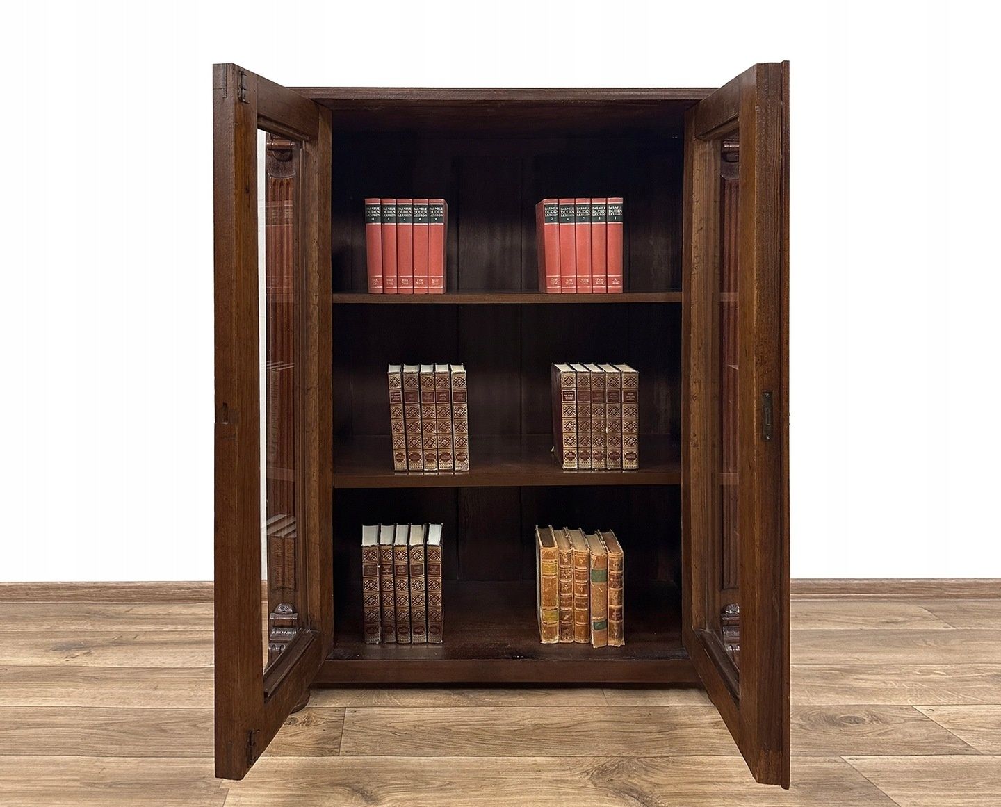 BIBLIOTEKA podręczna XIX w. WITRYNA antyk rzeźbiona 2-drzwiowa SZAFKA