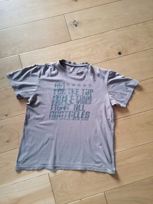 No name brązowy t-shirt napisy 40/L