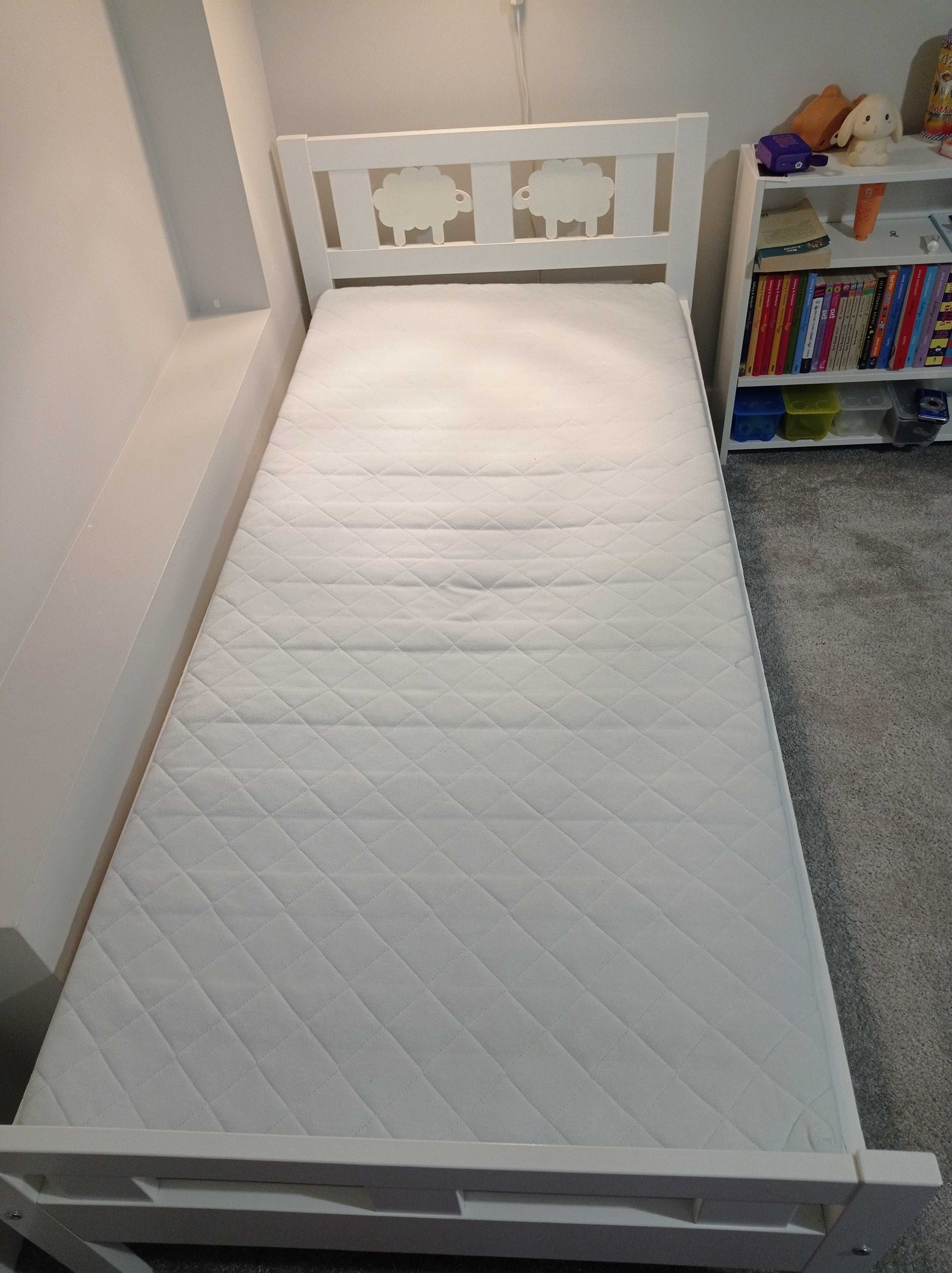 Łóżko dziecięce IKEA KRITTER, białe, 70x160, z materacem