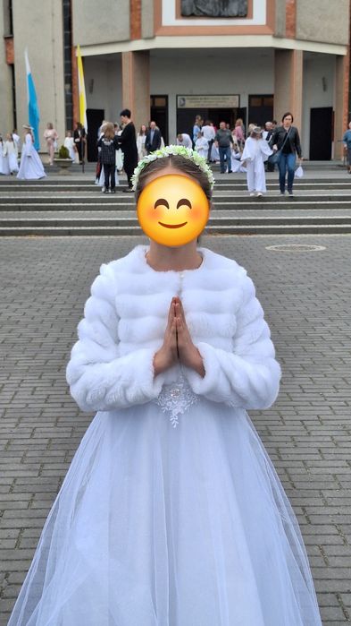 Bolerko komunijne futerko wzrost 140-146 MK Maryla