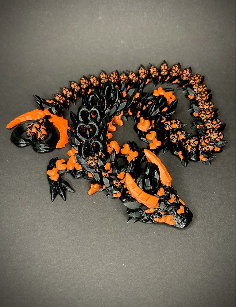 Przegubowy Walentynkowy smok czarne serce 69cm zabawka dragon