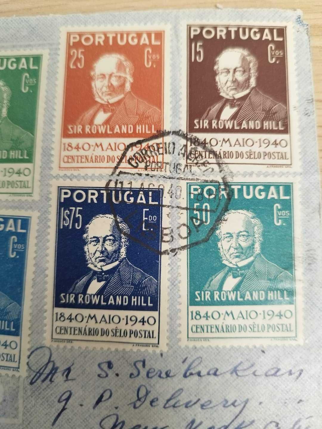 Rara carta 1940 com série completa Rowland Hill