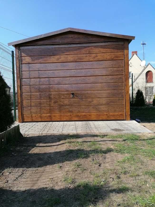 Garaż 4x5 Drewno Imitacja Orzech OKAZJA o cynk profil
