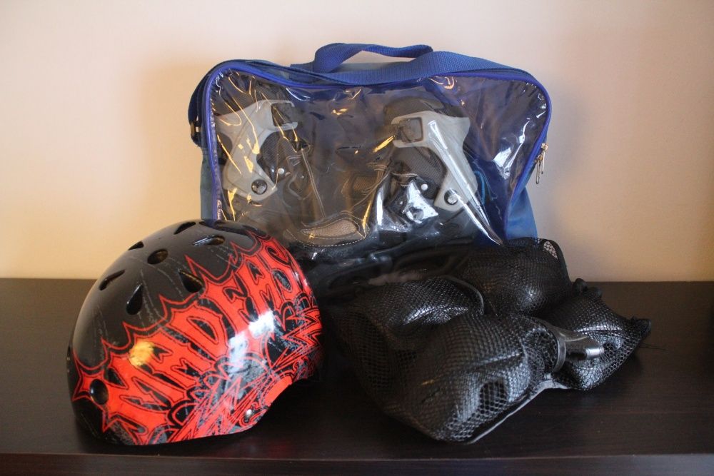 PATINS em linha reajustáveis n29/32 + CAPACETE + PROTECÇÕES