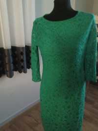 Sukienka zielona koronkowa prosta 38