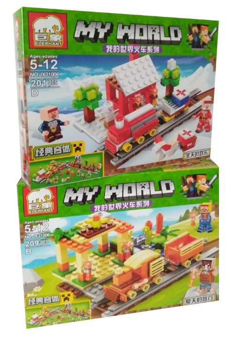 Klocki Minecraft My World zestaw 4 pociągów, kompatybilne z Lego