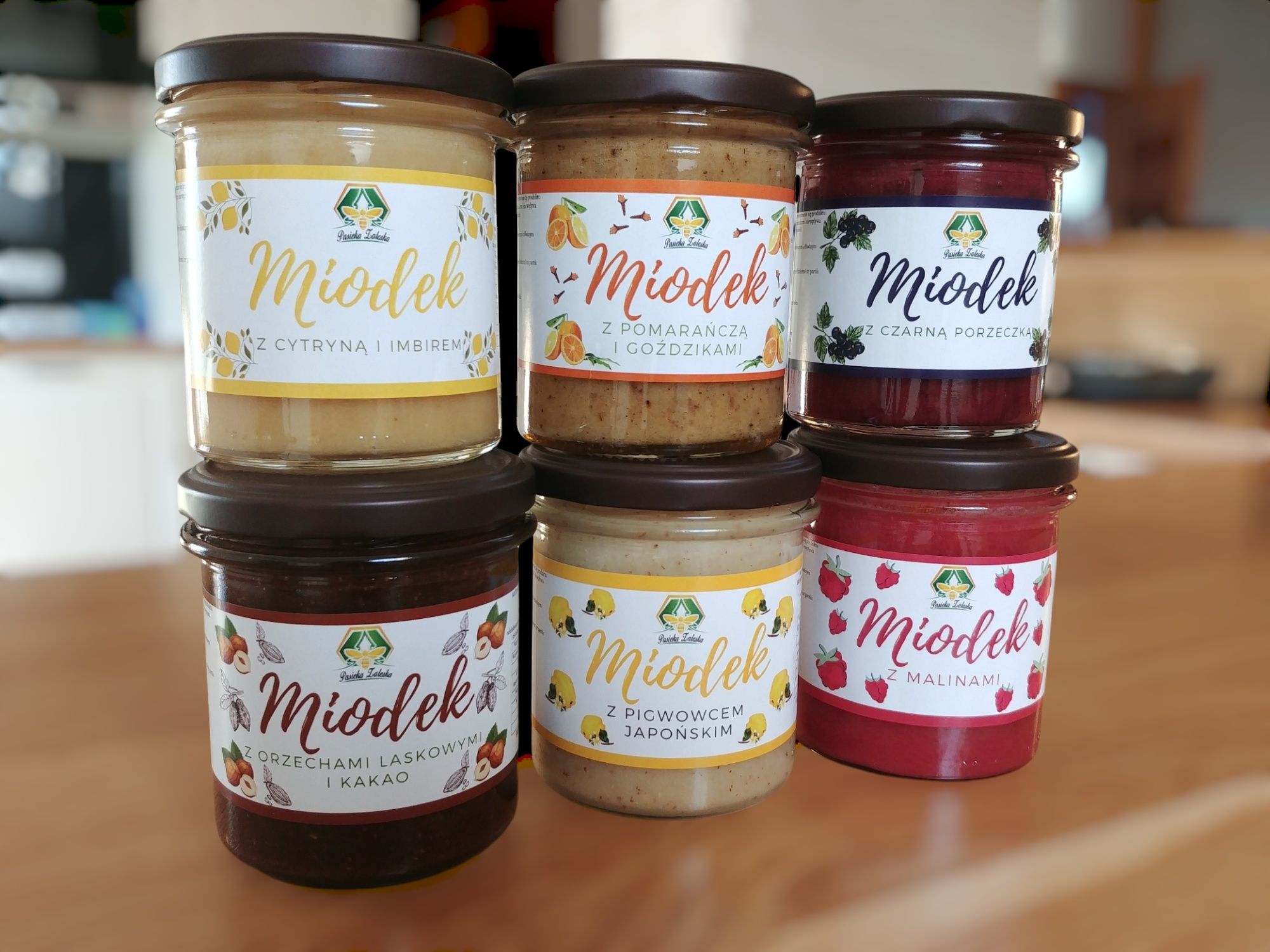 MIÓD z dodatkami, Malina, Cytryna, Porzeczka, KAKAO, Pigwowiec