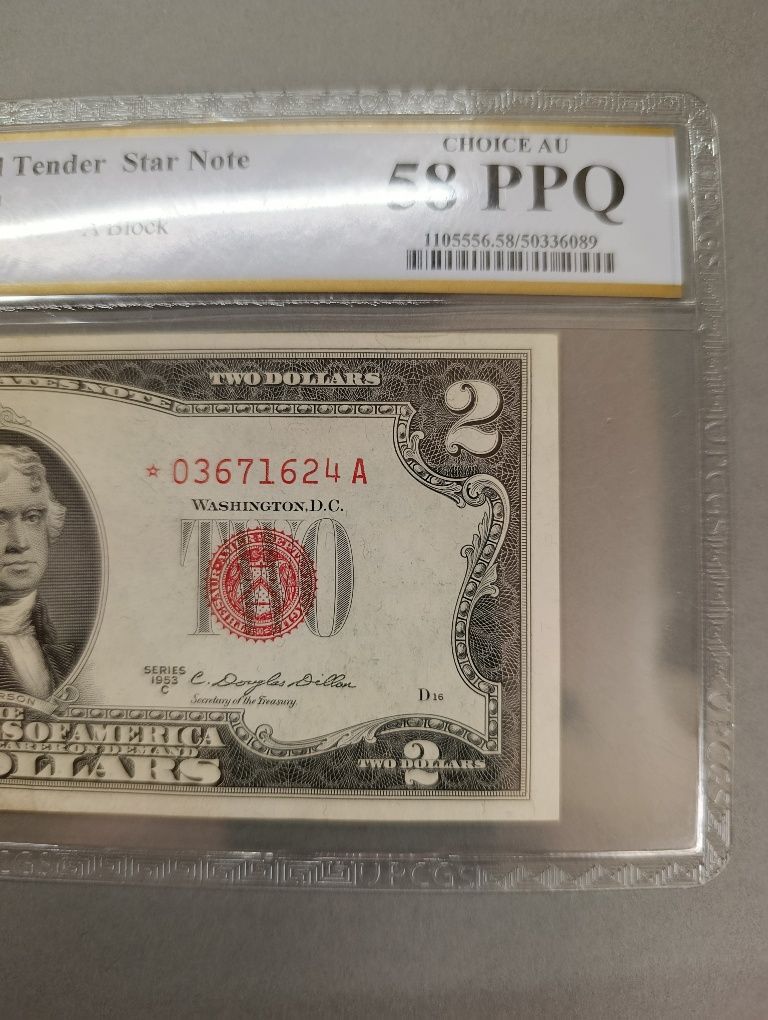 2 Dolary 1953 PCGS 58 PPQ Legal Tender, Star Note* Ser Zastępcza ŻADKI