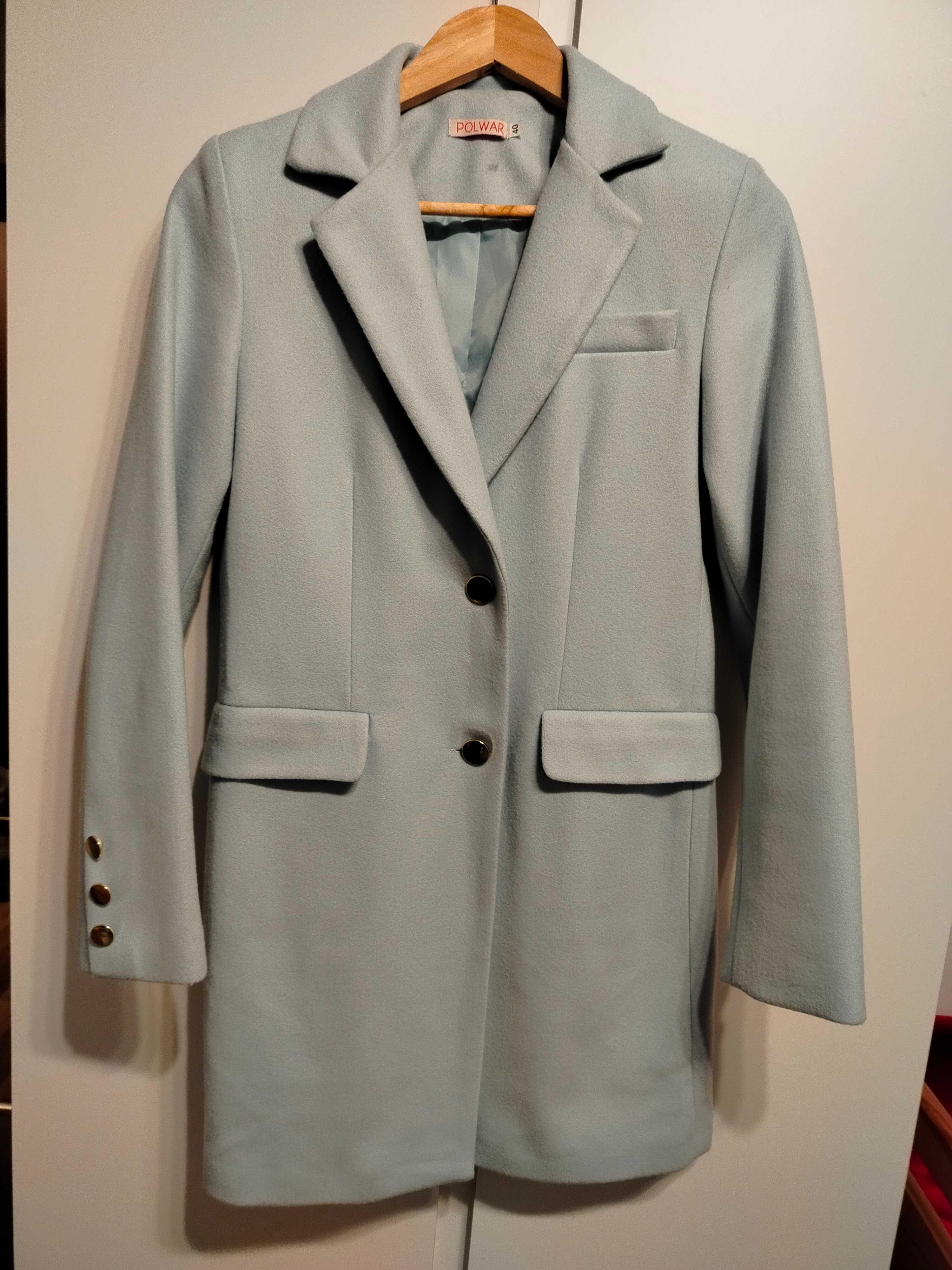 Płaszcz wiosenny Polwar 38 S/M jasnobłękitny baby blue