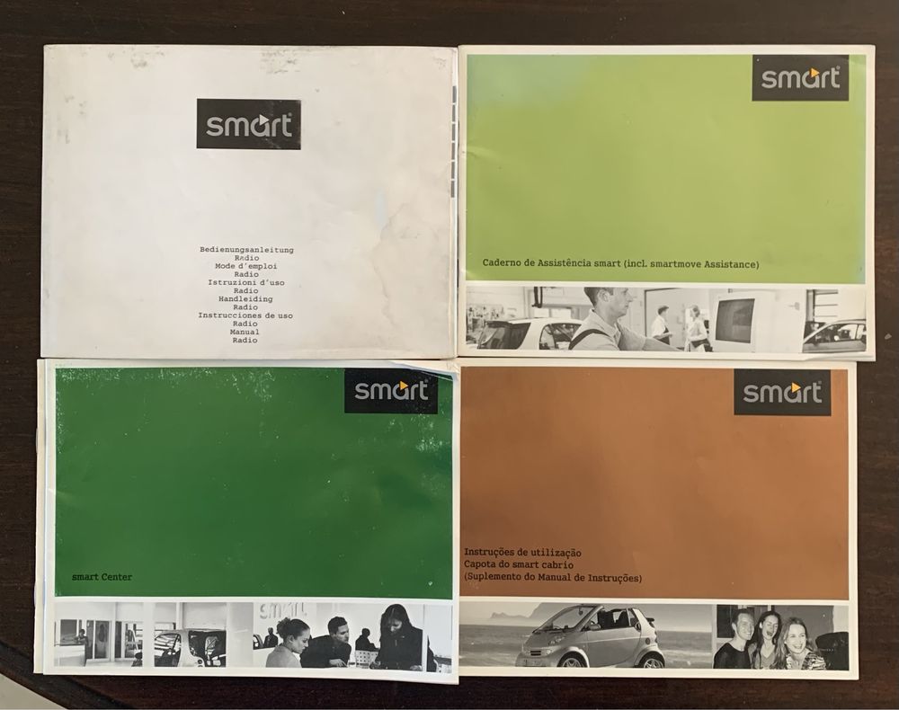 Smart ForTwo (450) conjunto livros manual do proprietario 2002