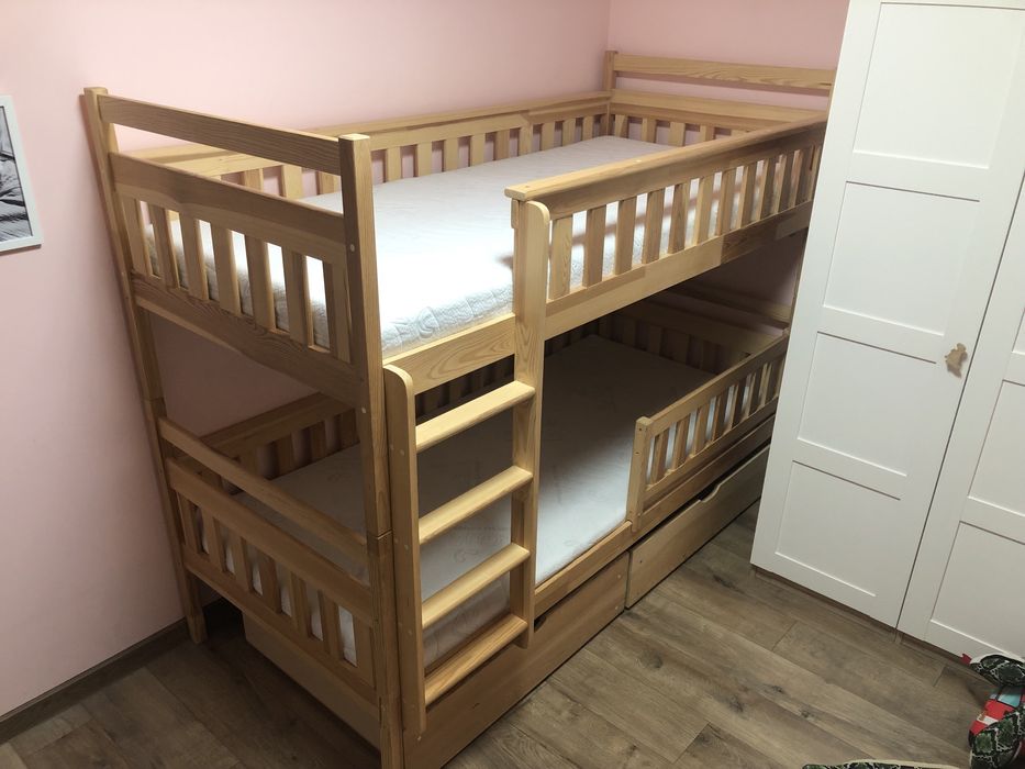 Łóżko piętrowe Lano Meble dwuosobowe z szufladami 90x200