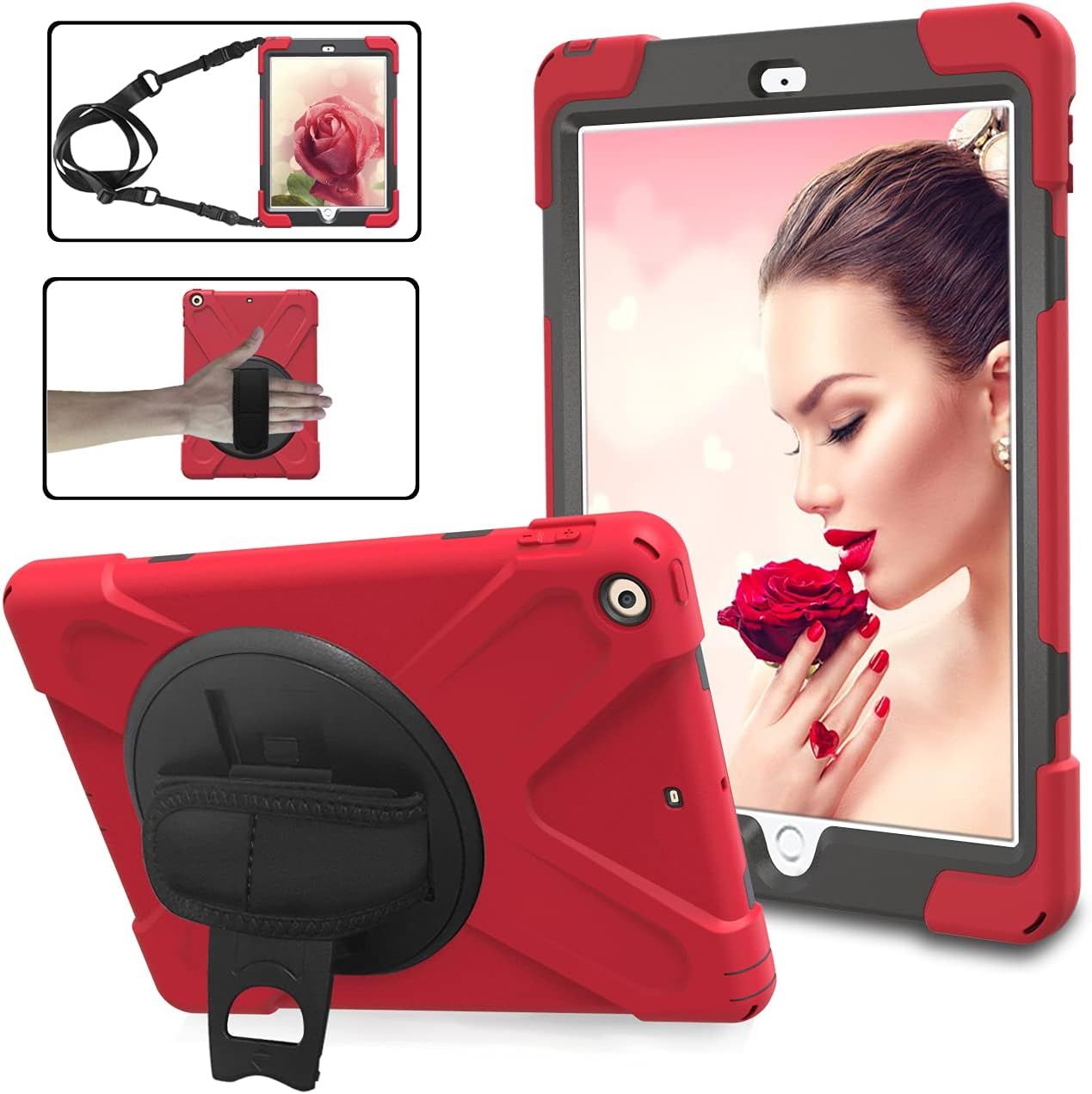 Etui do iPad 2/3/4 z Podstawką i Paskiem na Ramię Czerwone