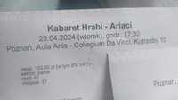 Kabaret bilety 4 szt. Stand-Up Hrabi - Ariaci 23.04.2024 Poznań