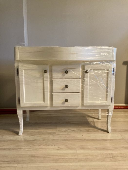 Sapho Retro szafka 89 cm podumywalkowa stojąca drewno świerkowe białe