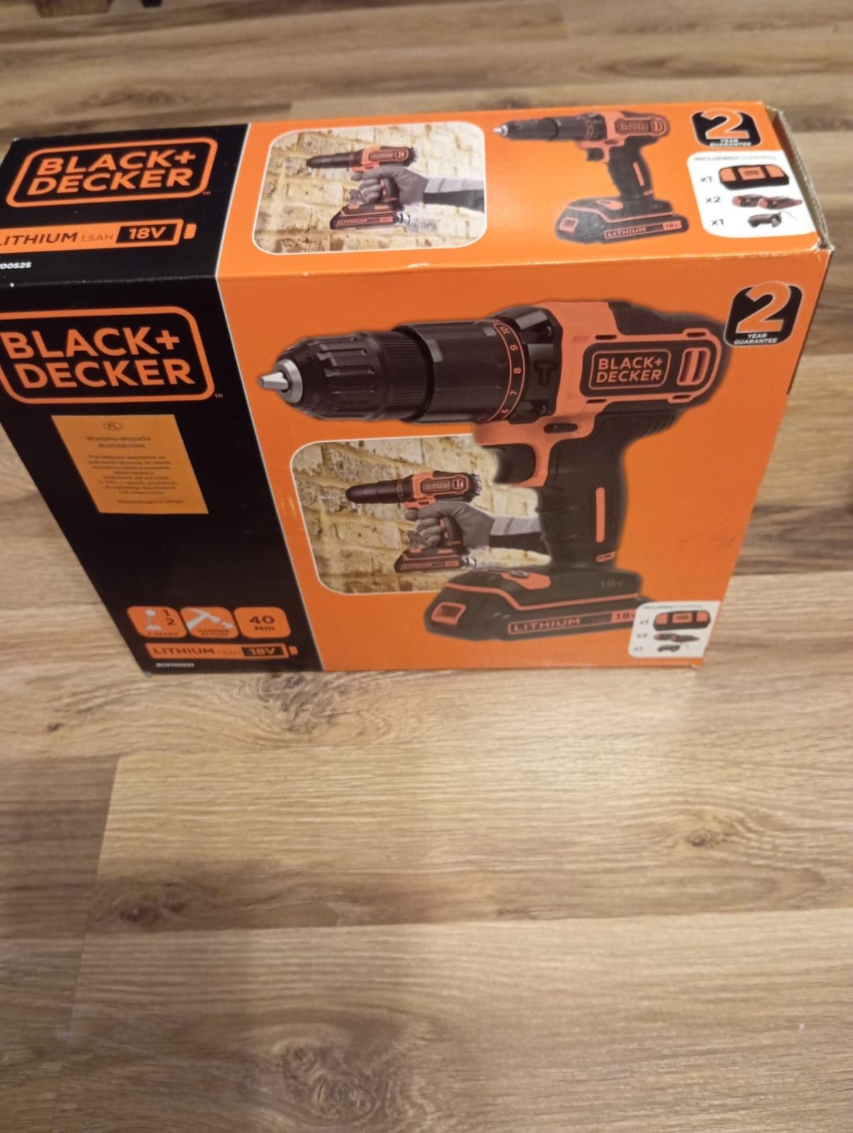 Wiertarko wkrętarka Black&Decker, nowa, udar, 40Nm, 2 akumulatory,gwar