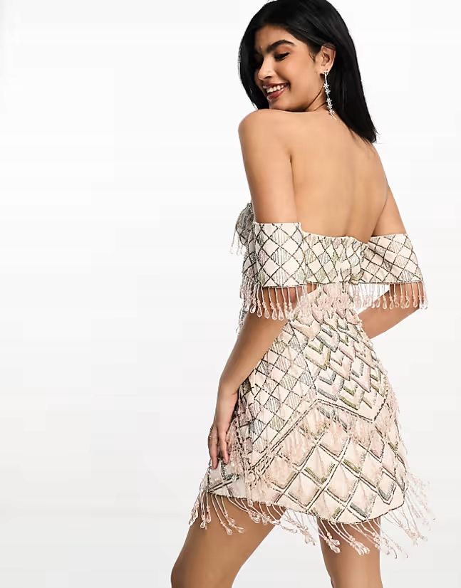 Asos Design 32 Xxs Zdobiona Sukienka Mini J29267