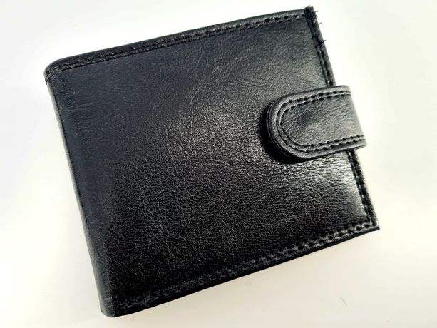 Czarny męski portfel modny nowy skóra ekologiczna zamykany