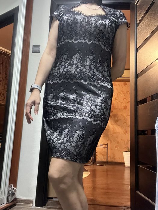 Сукня гіпюрова чорна-сіра