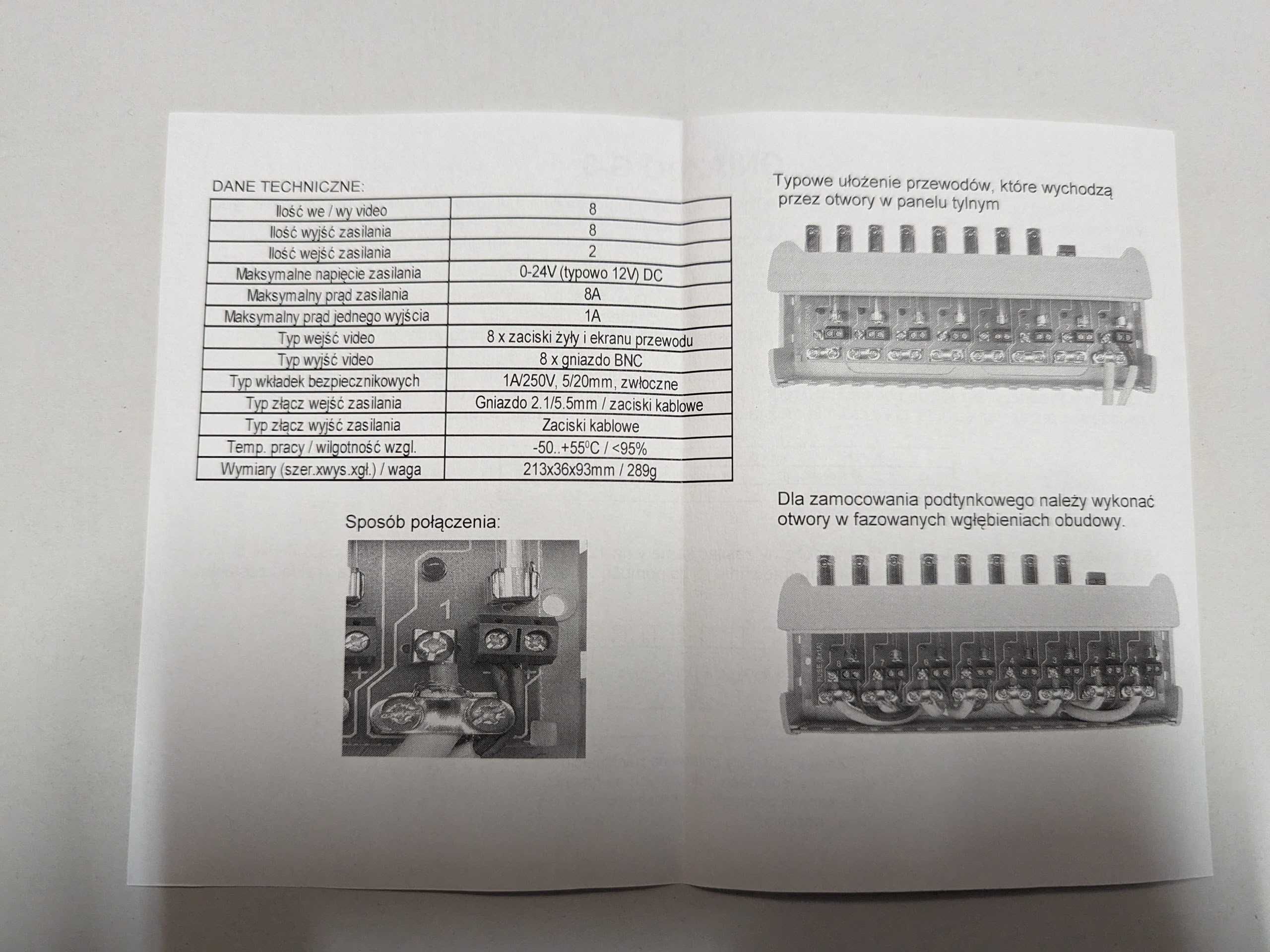 Gniazdo dystrybucyjne G-8 Delta (CCTV analog. lub cyfr-analog. np.AHD)