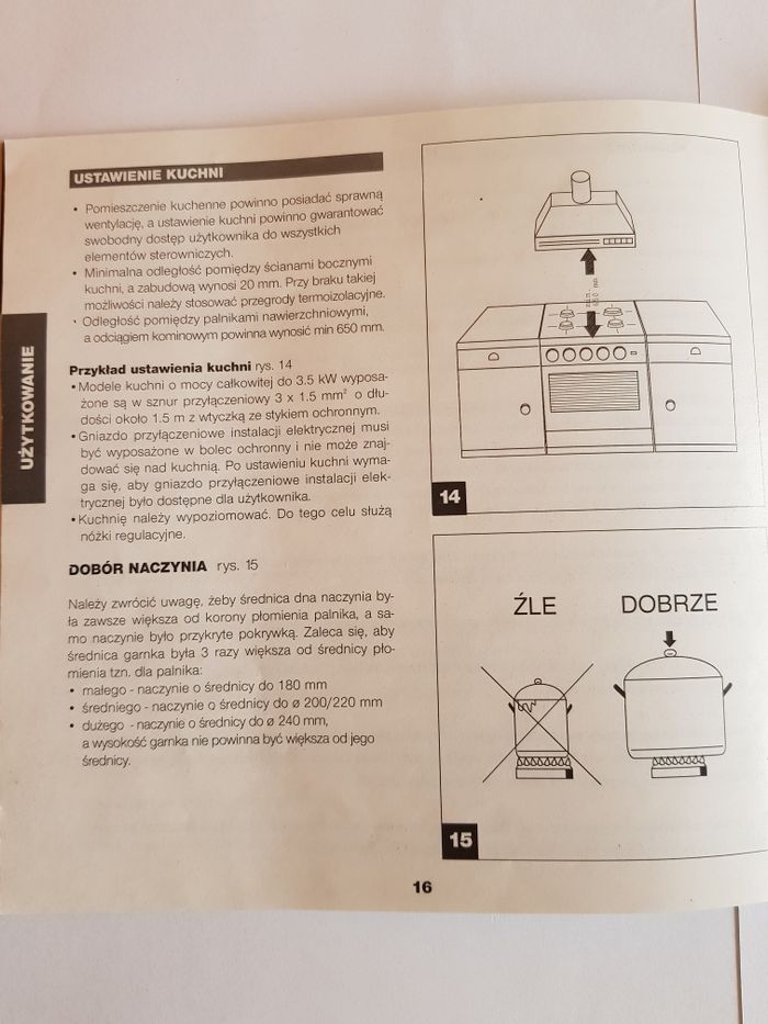 Kuchenka gazowa, elektryczna AMICA instrukcja obsługi.