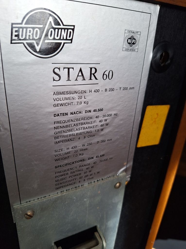 Kolumny vintage na stojakach Eurosond Star 60 Hifi DIN 45500 głośniki