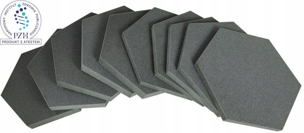 Tapeta Akustyczna Pianka Wygłuszająca HEXAGON Panel 10szt Zestaw
