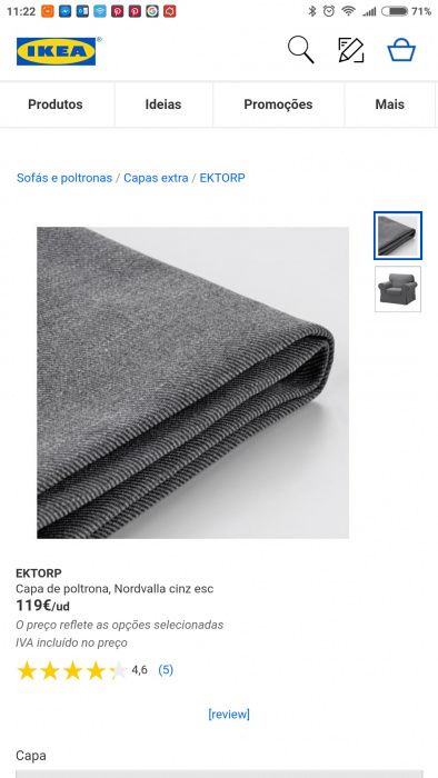 Capas sofá poltrona ikea ektorp