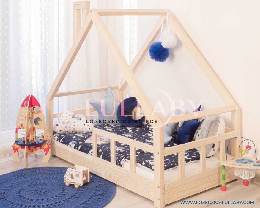 Łóżko domek skandynawski, łóżko dziecięce drewniane 180x80 TEO