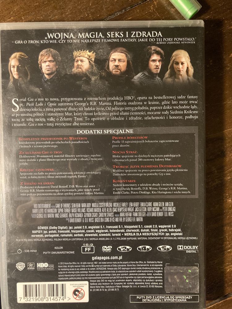 GRA O TRON sezon 1 5 DVD z dodatkami specjalnymi