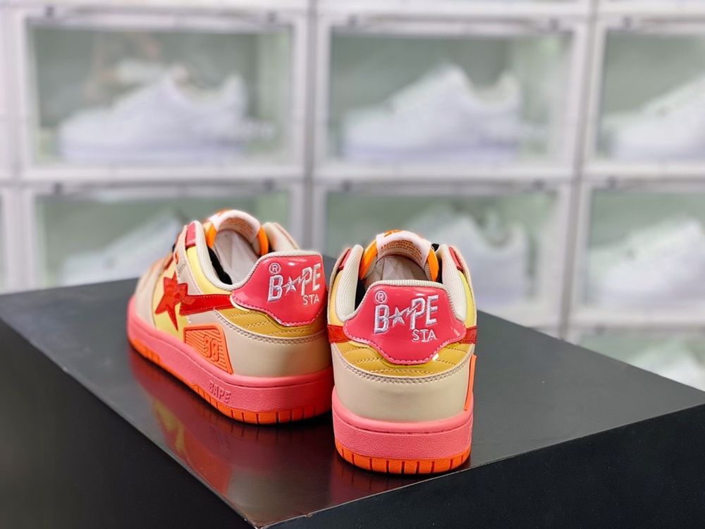 Кроссовки A Bathing Ape Bape SK8 Sta Bapesta Low orange Бейп Ста оранж