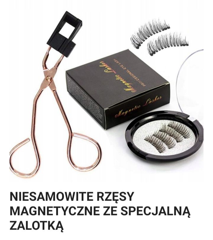 Magnetyczne rzęsy że specjalną zalotką i penseta