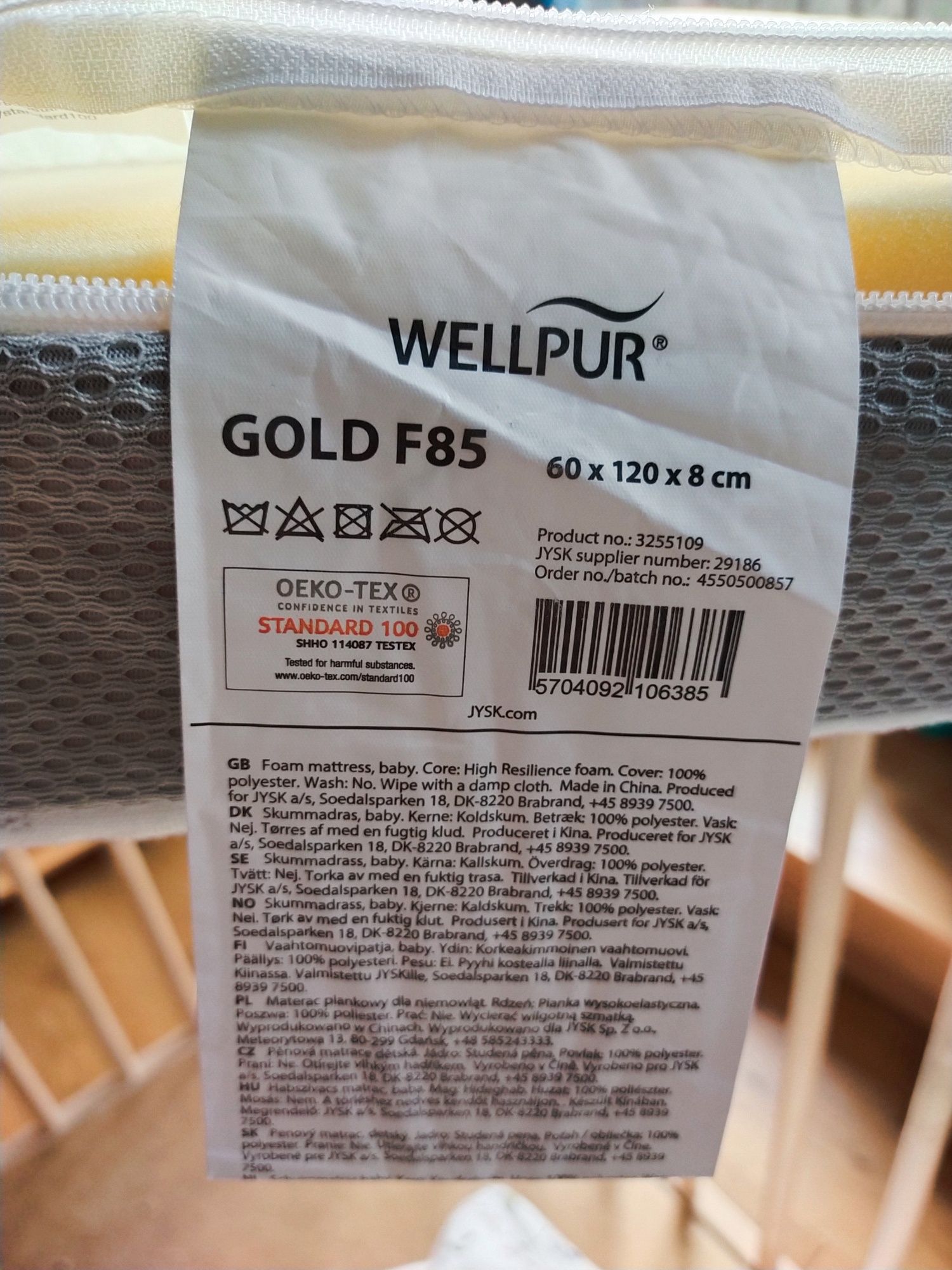 Łóżeczko dziecięce 60x120 Ikea Sniglar + materac Wellpur Gold F85