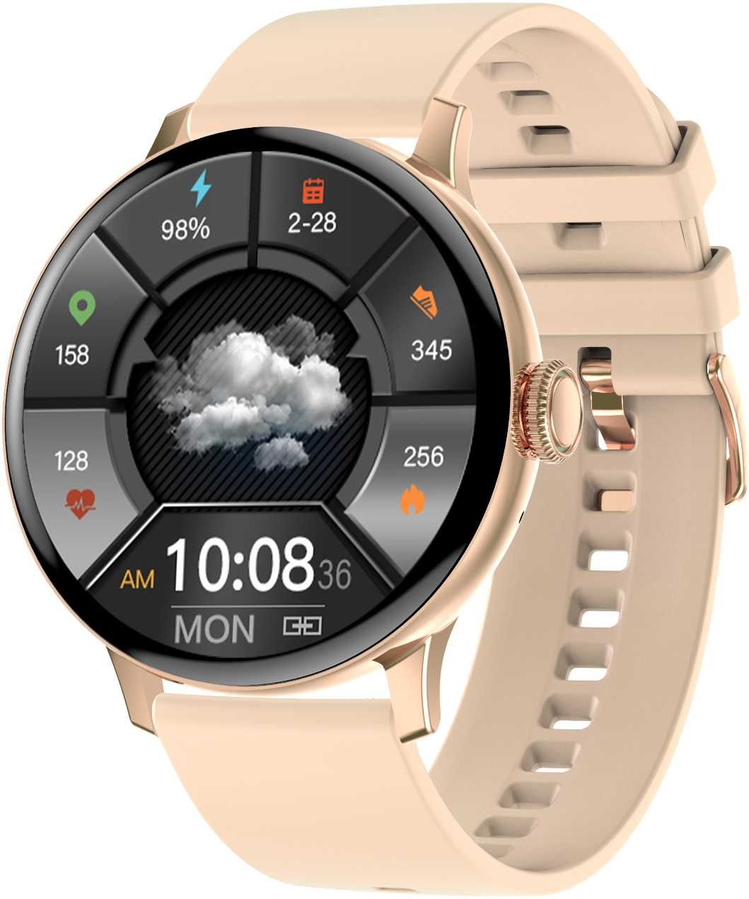 Smartwatch zegarek damski rozmowy polskie menu 2paski złoty na prezent