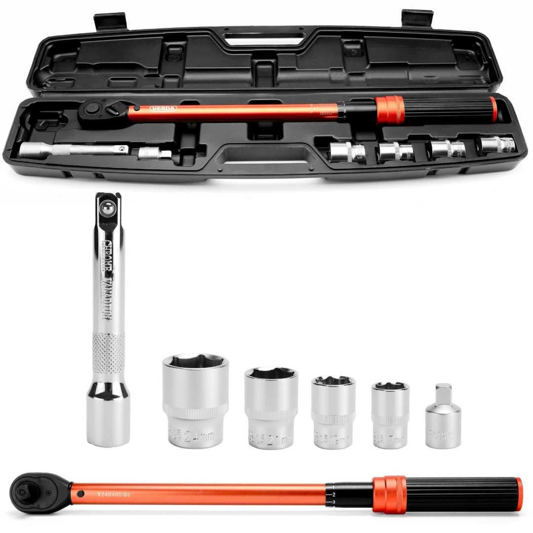 Klucz dynamometryczny do kół 1/2" 40-220 z nasadkami w walizce SOLIDNY
