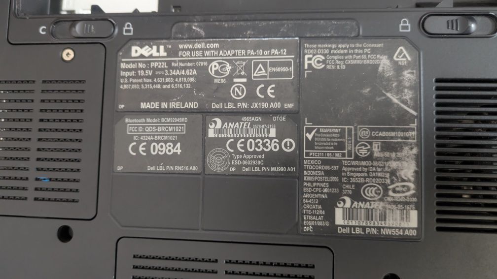 Laptop dell uszkodzony PP22L