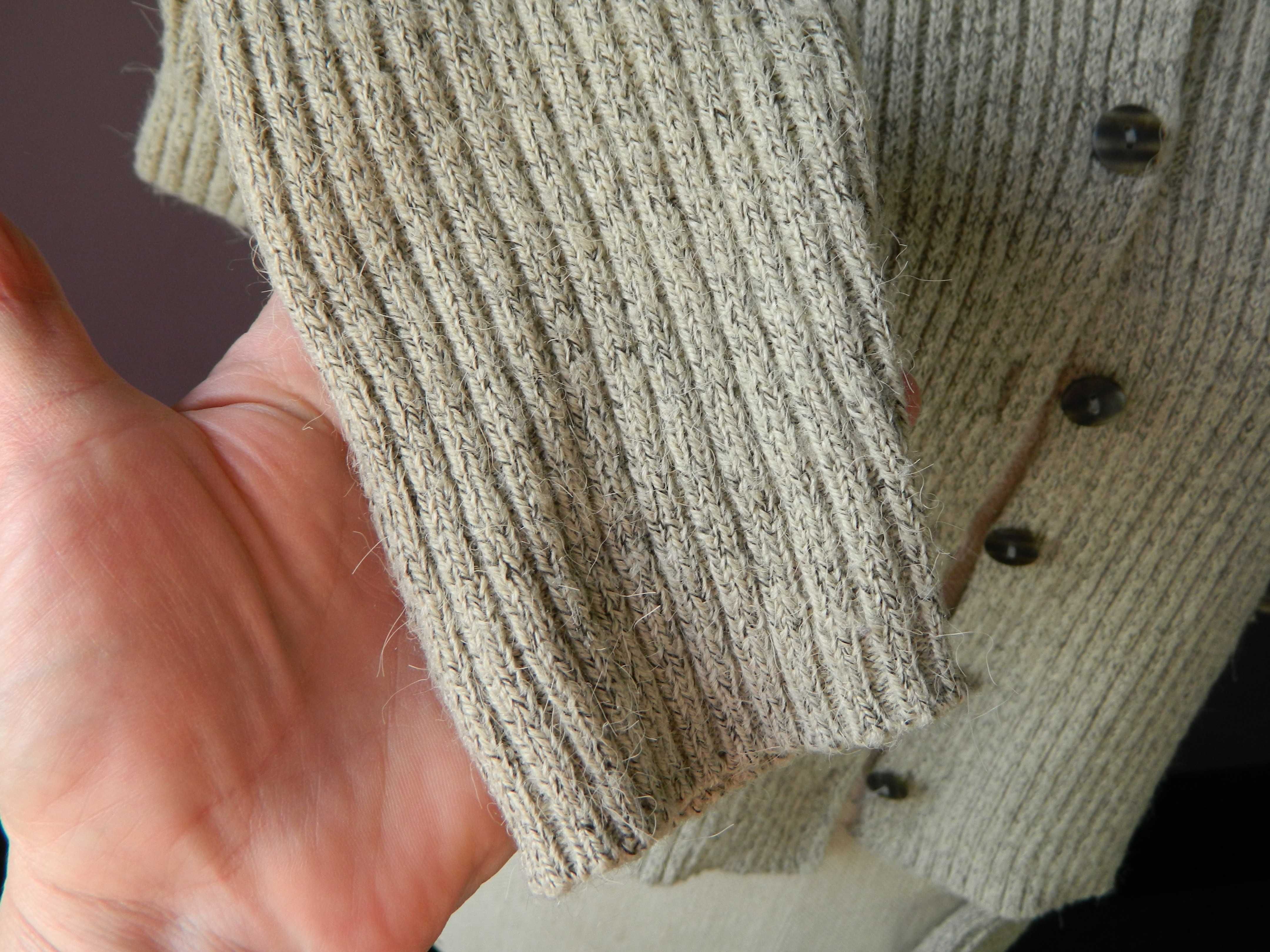 DEBBIE MORGAN krótki KARDIGAN beż melanż sweter rozpinany M / L