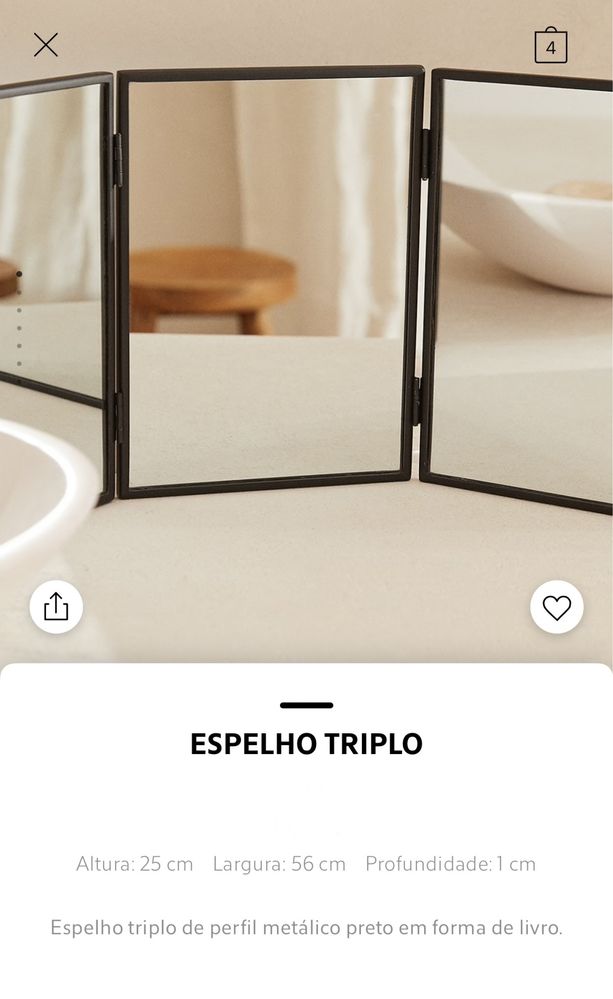 ESPELHO TRIPLO Zara Home NOVO