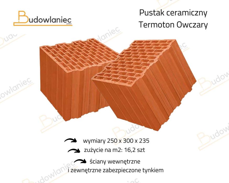 Pustak ceramiczny porotherm LEIER 30 P+W PLAN szlif dost. Kraków HDS