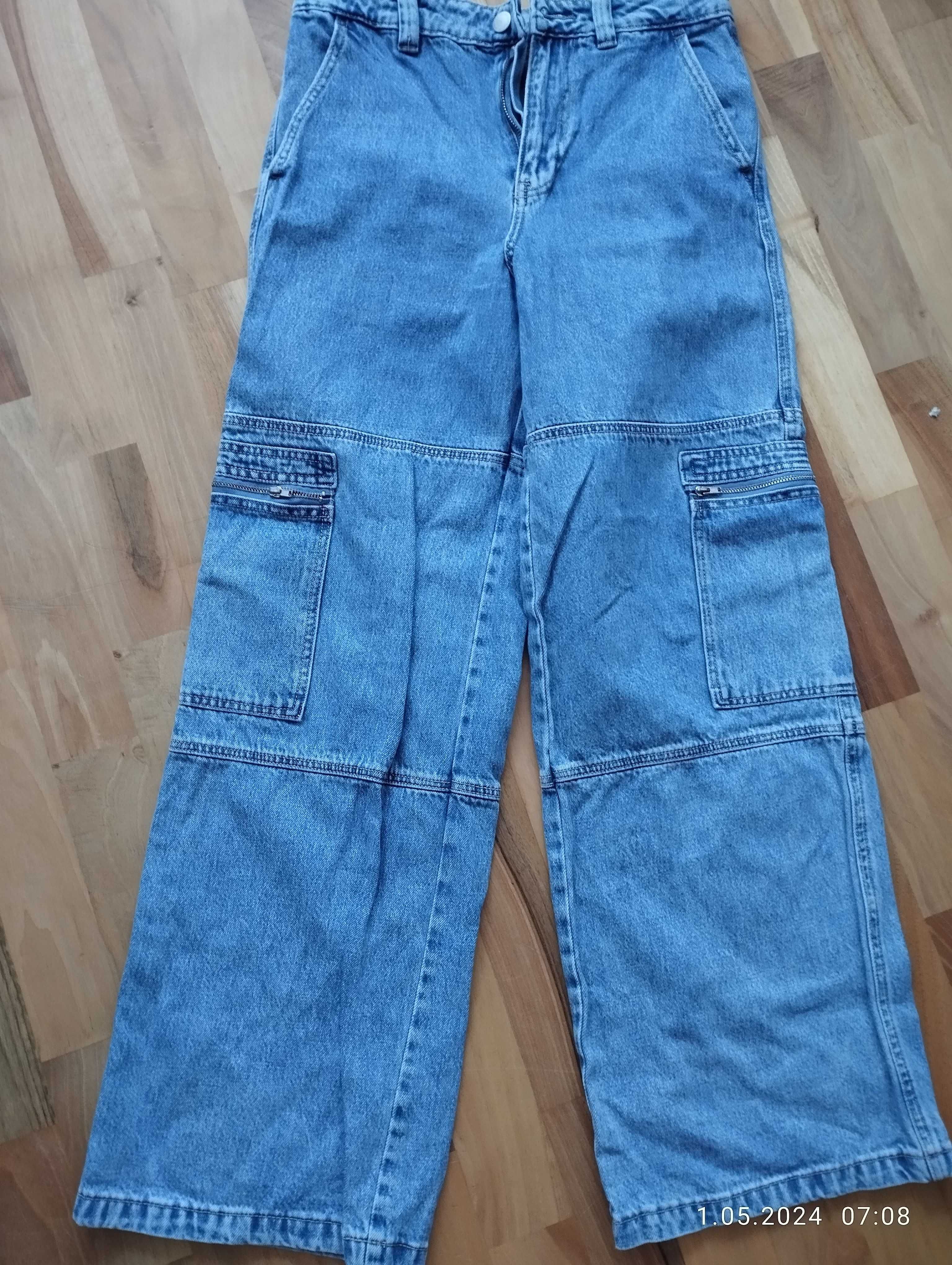 Spodnie jeansy wide leg z kieszeniami oversize STRADIVARIUS roz.38