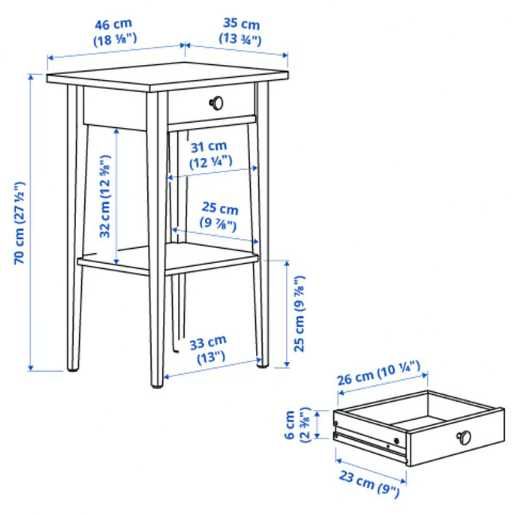 Ikea HEMNES stolik szafka nocny biała bejca drewno 46x35cm (transport)