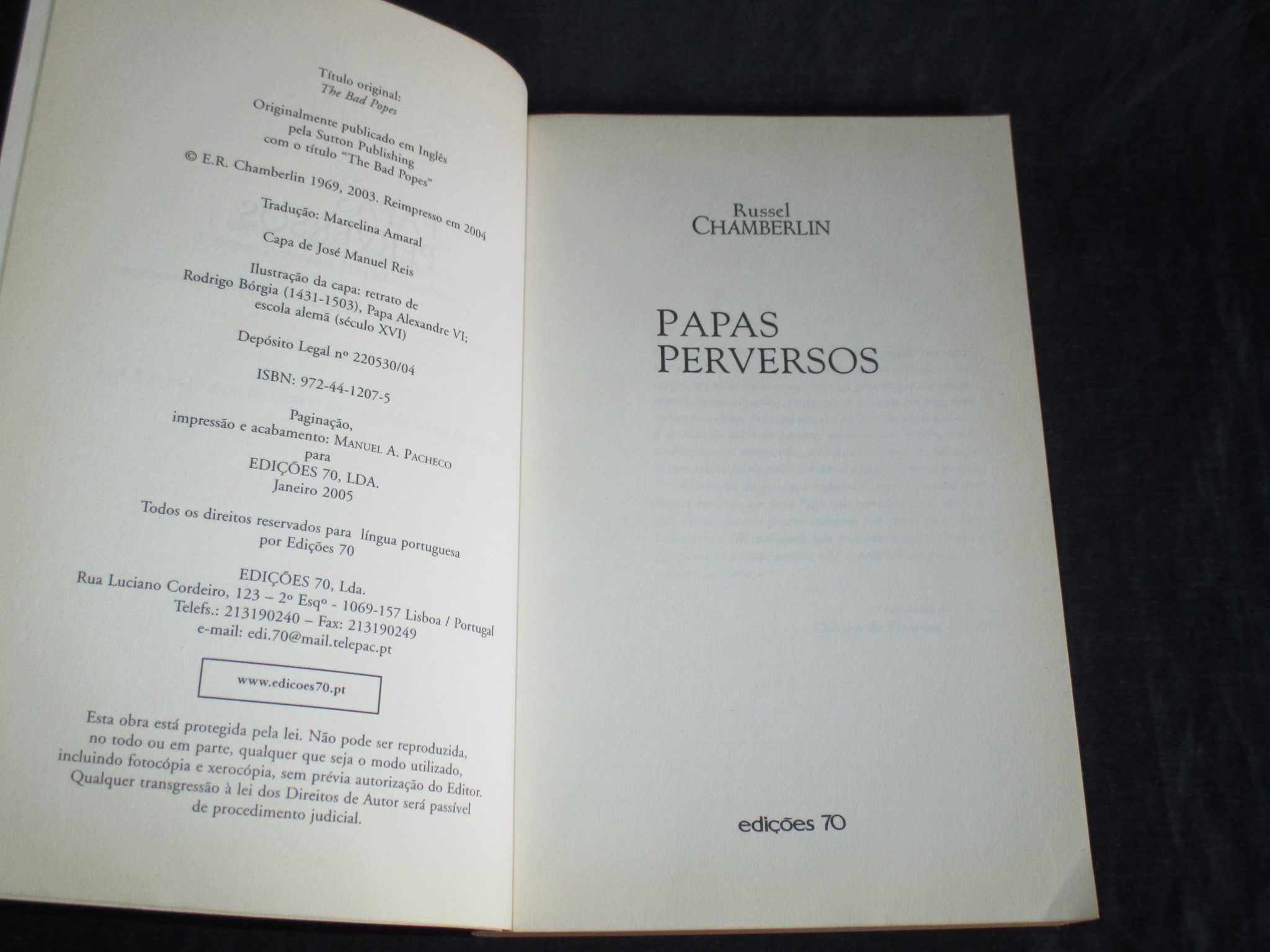 Livro Papas Perversos Russel Chamberlin