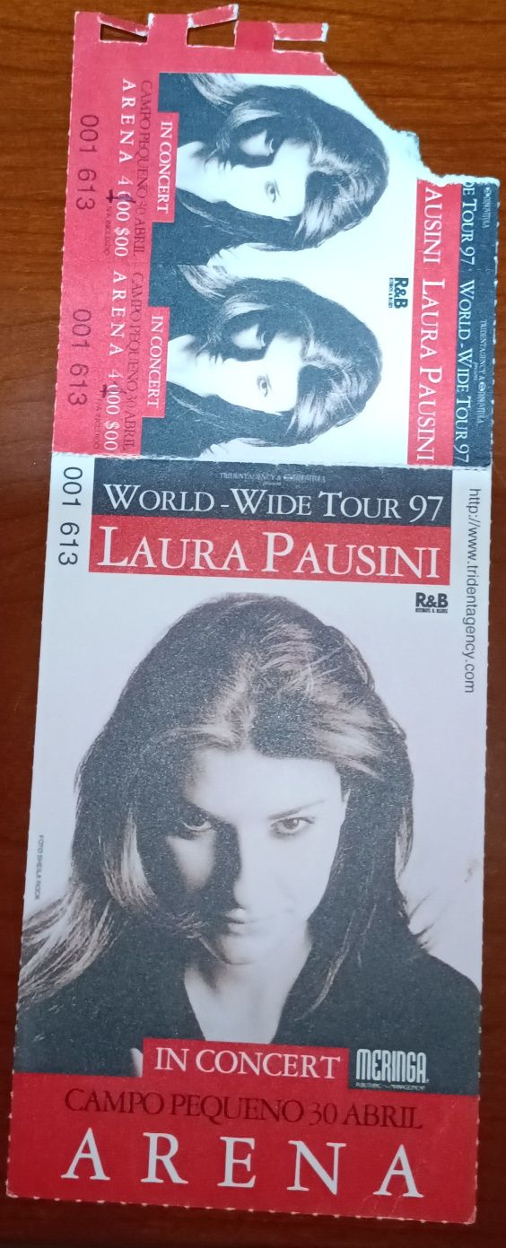 Bilhete concerto Laura Pausini 1997