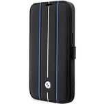 Etui BMW Leather Stamp Blue Lines na iPhone 14 Pro Max - czarne